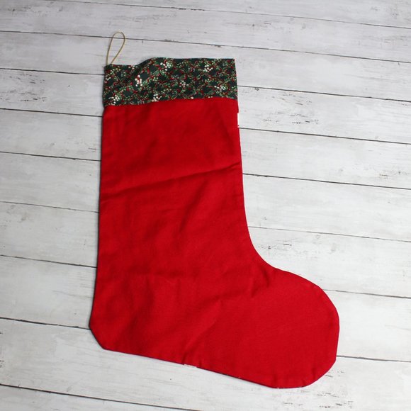 Vintage Handmade Christmas Stocking Red Green Monogram Name Laurie - Picture 5 of 6